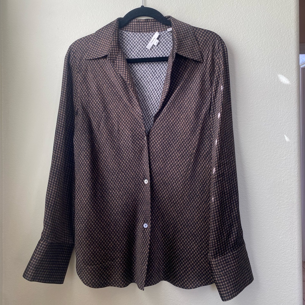 Vince Houndstooth Patterned Shirt